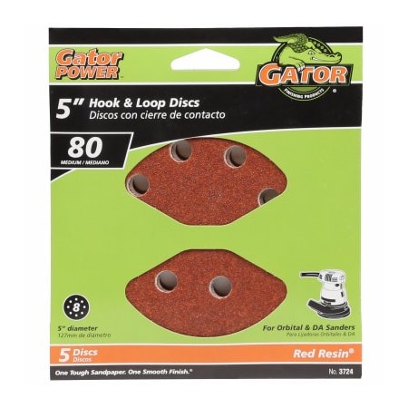 Gator Finishing 5PK 5 80G AO Sand Disc 3724